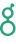 Green lowercase letter g logo with dot above, stylized font design element on white background.