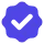 Blue checkmark icon on a white background, symbolizing verification and approval in a digital interface.
