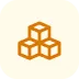 Three stacked orange cubes on pale background, representing blocks or storage containers in a simple graphic.