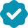 Teal checkmark symbol on a white background, within a rounded, six-sided shape icon.
