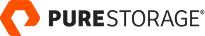 PureStorage logo with orange geometric symbol and company name in black and gray text.