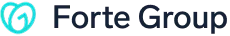 Forte Group logo featuring a stylized heart symbol with an arrow on a white background.