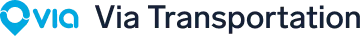 Via Transportation logo featuring blue and black text with a location pin icon next to it.