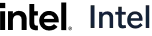 Intel logo with black and blue text on white background, official brand emblem symbol.