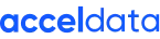 Acceldata logo with blue text on white background, data company branding.