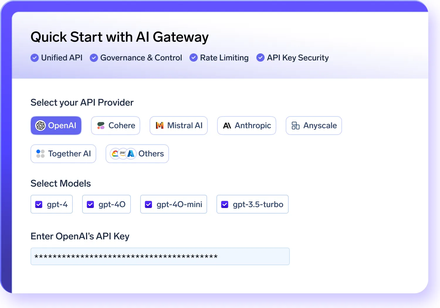 Enterprise AI Gateway with Unified LLM API Access