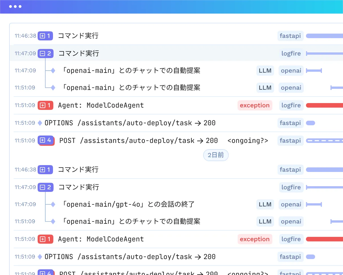 エージェントの完全な可観測性