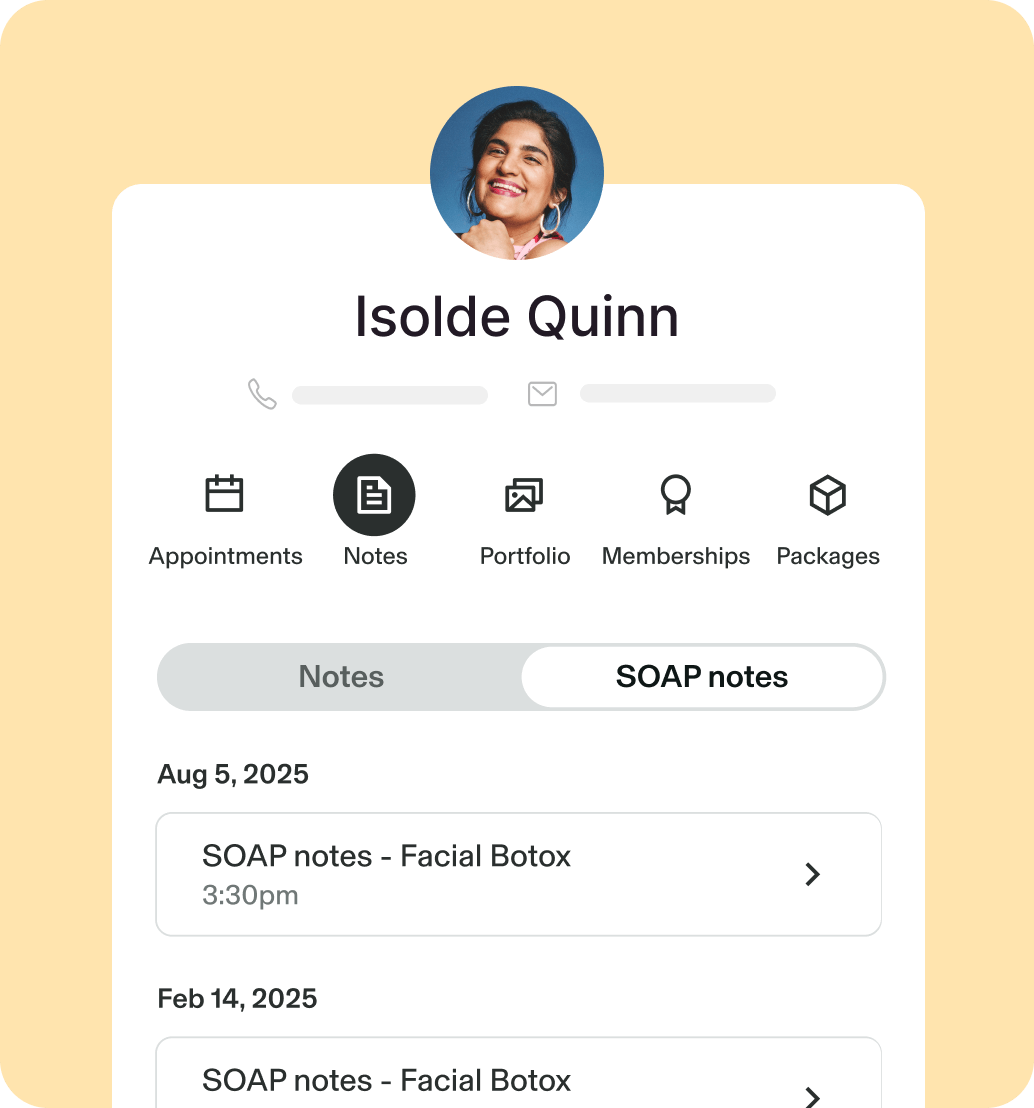 Screen showing a med spa form asking about retinoid use and allergies with a 'Submit' button.