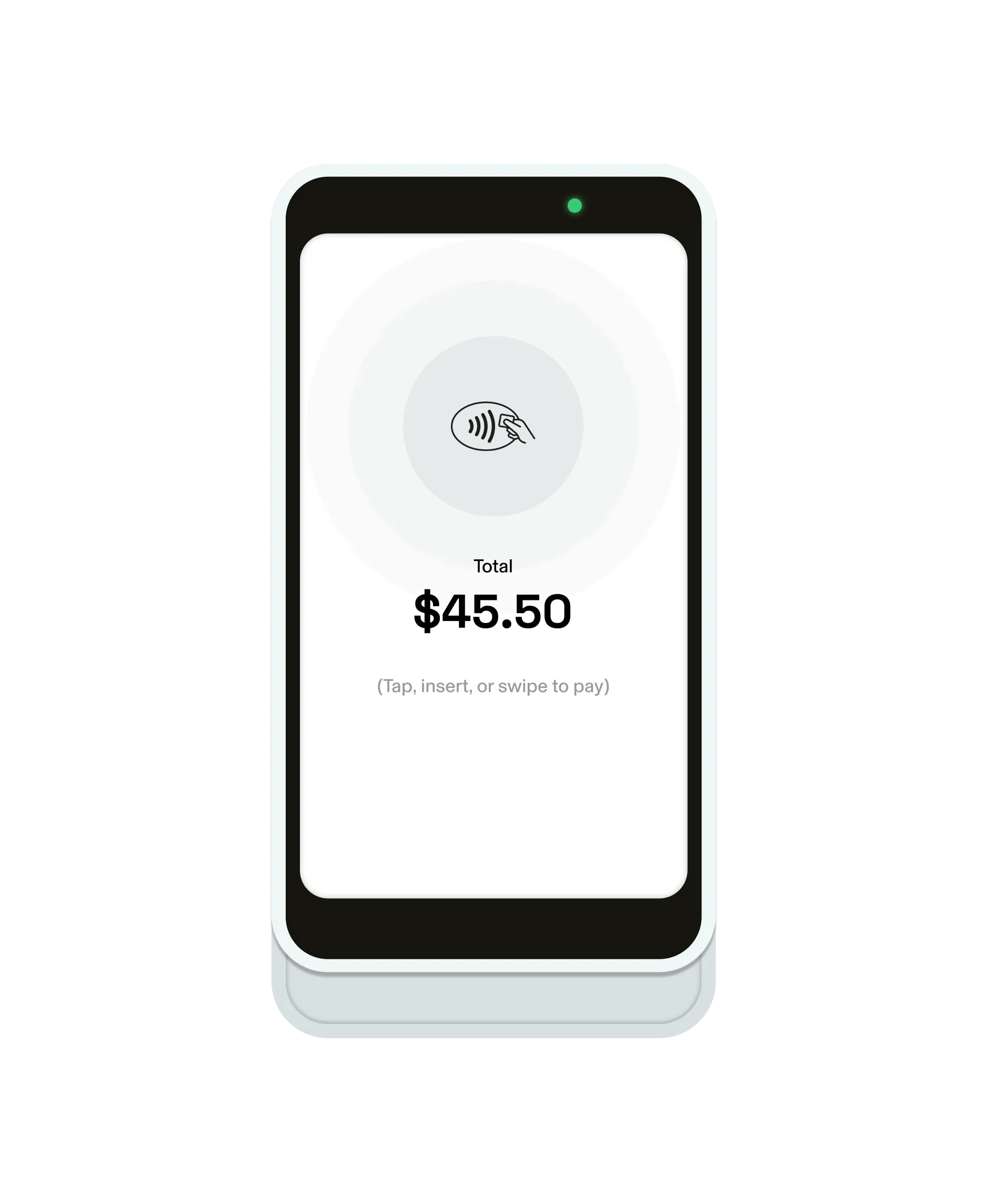 GlossGenius Pro Reader as part of its barber shop POS system displaying a checkout total of $45.50.