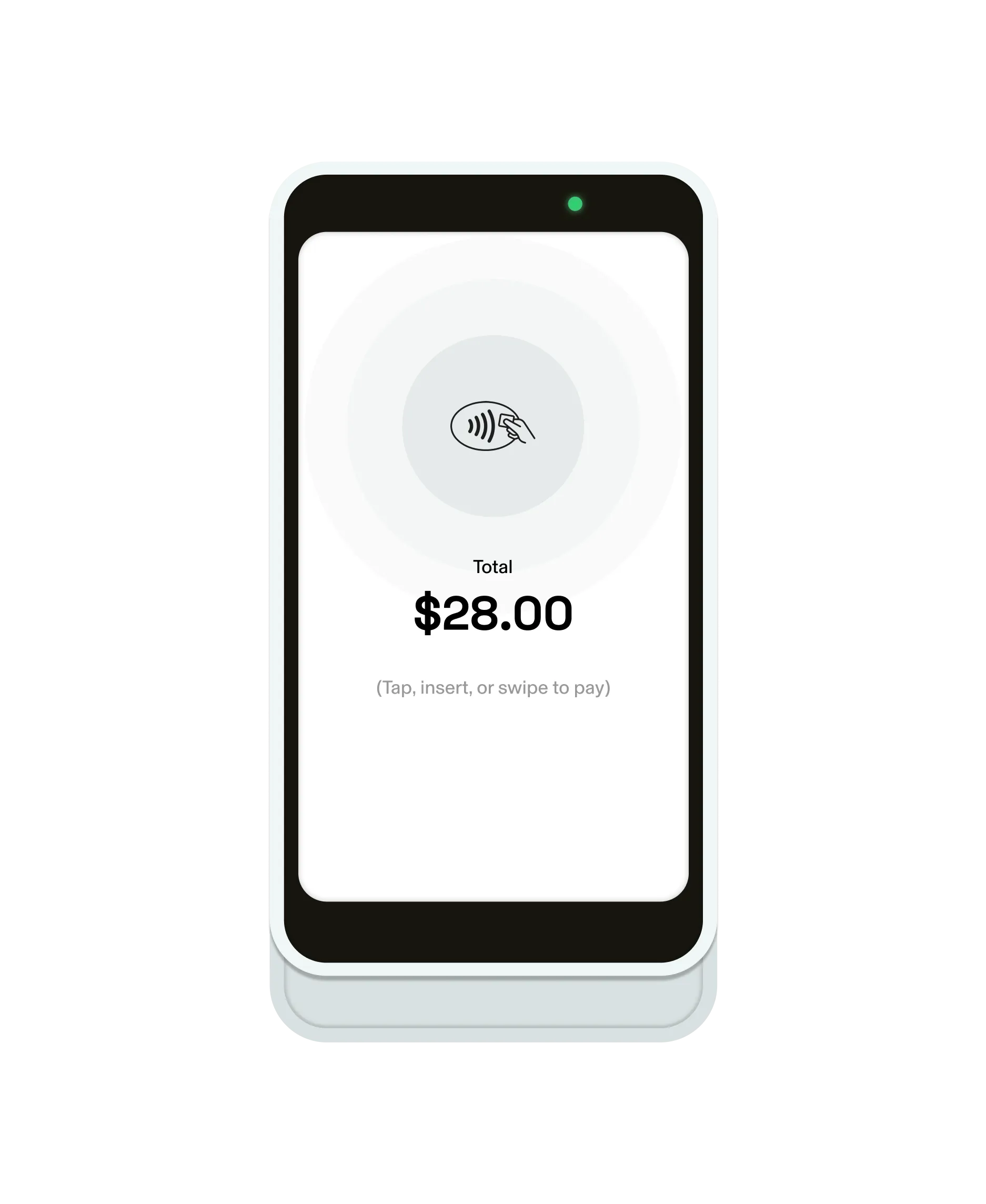 GlossGenius Pro Reader as part of the yoga studio POS system displaying a checkout total of $28.