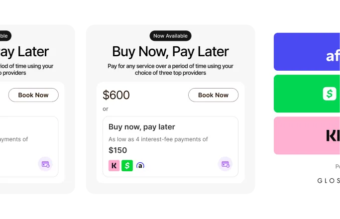 Screenshot of Buy Now, Pay Later options with option to book