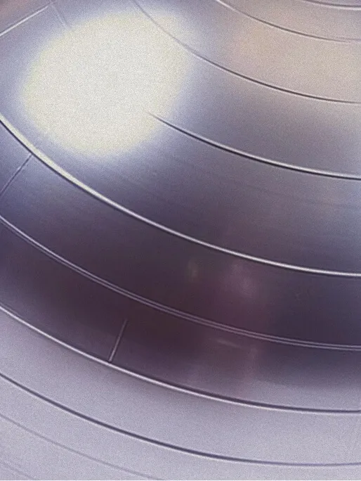 Closeup of a gray medicine ball