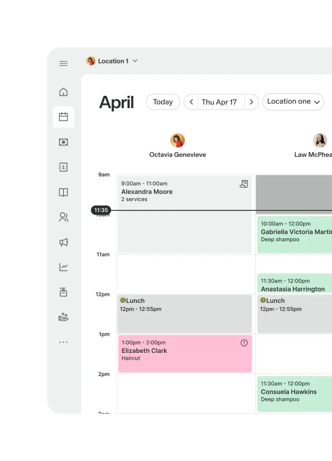 Screenshot of a color-coded calendar 