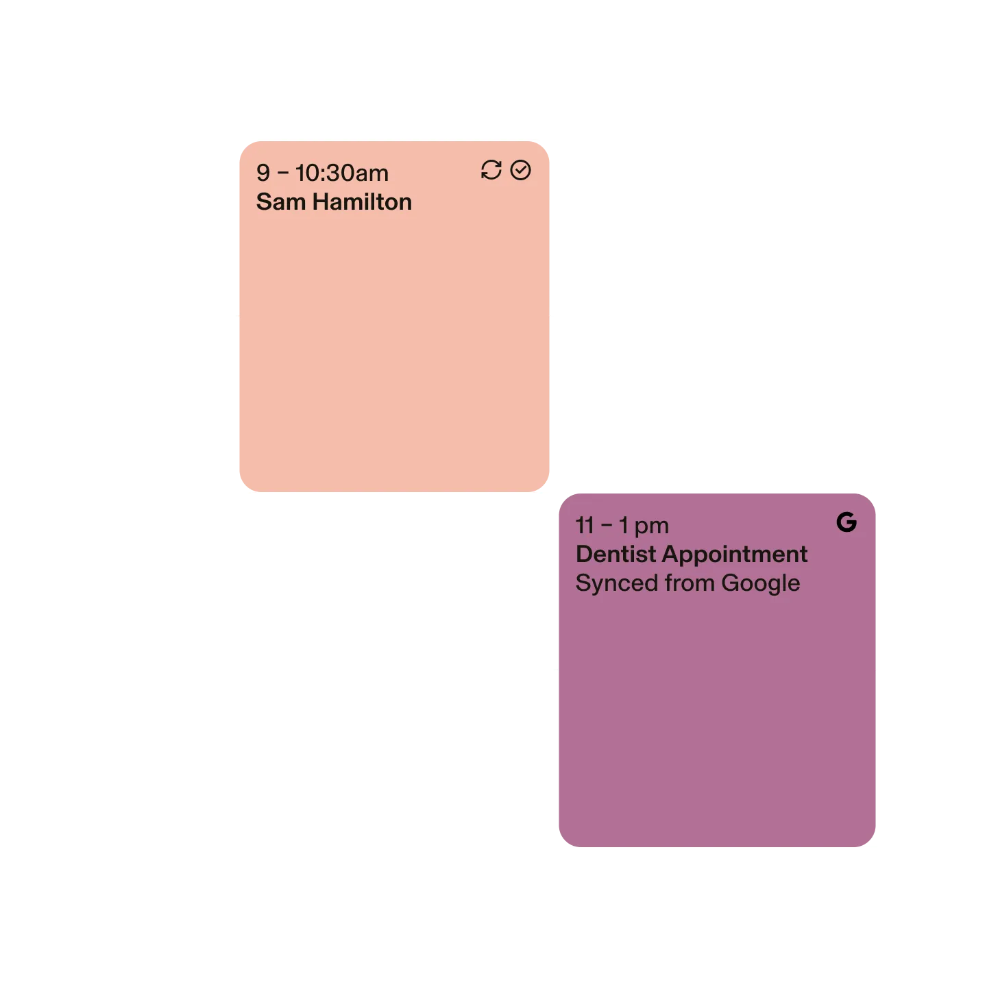 Display of a multi-appointment calendar for two different professionals using the GlossGenius appointment scheduling software.