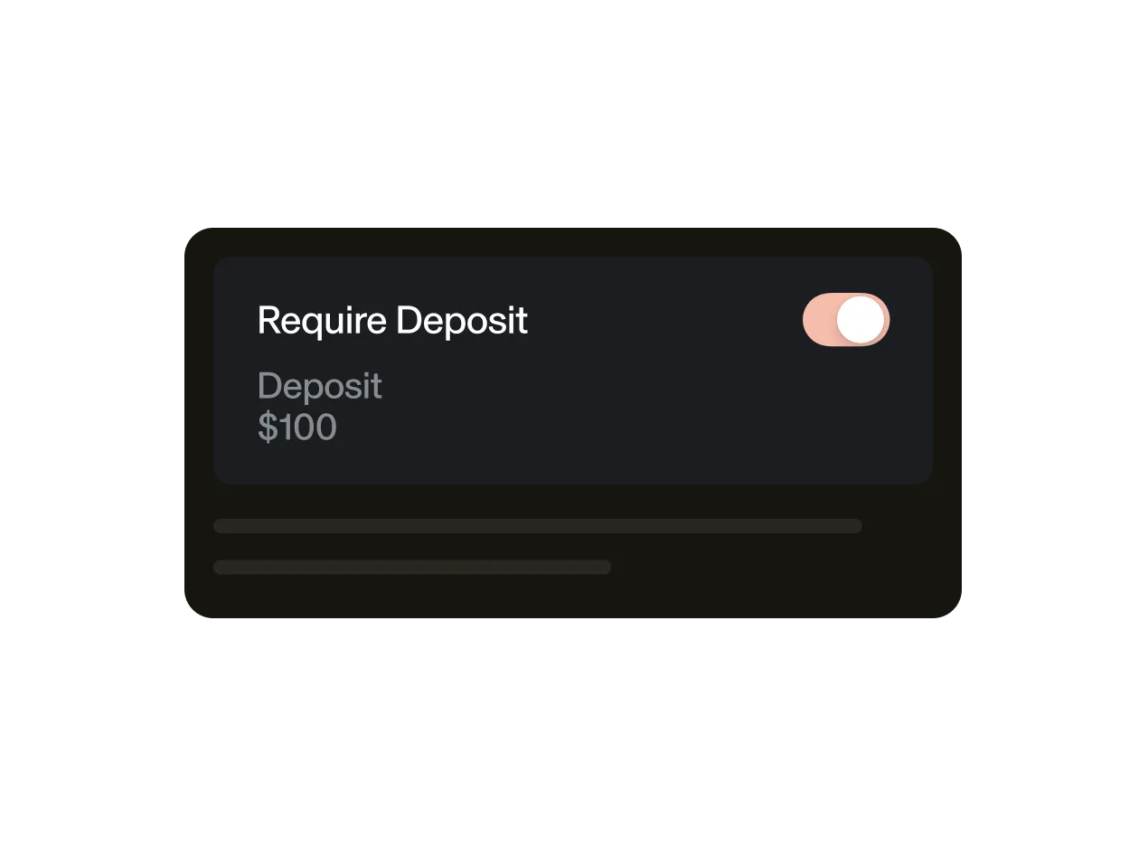 Screenshot of GlossGenius deposit option toggled on