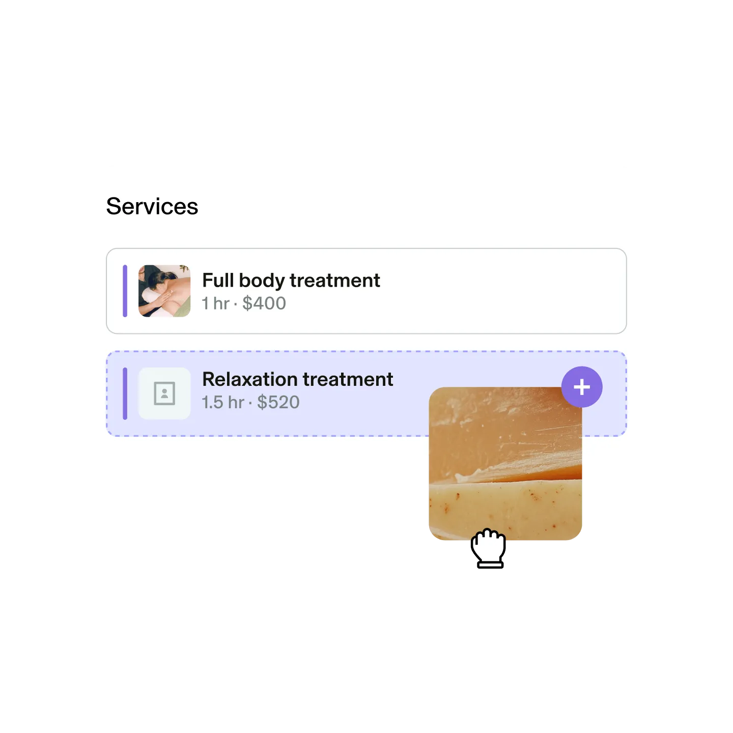 Screenshot of provider service menu with click and drag functionality