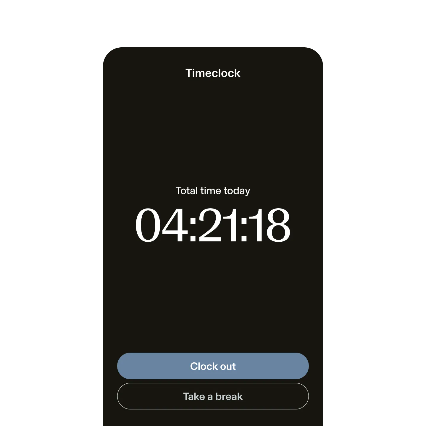 Mobile view of GlossGenius Timeclock software