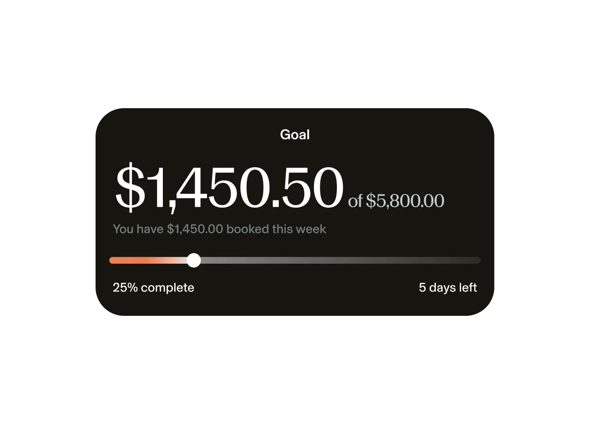 Image of goal tracking progress through the GlossGenius software