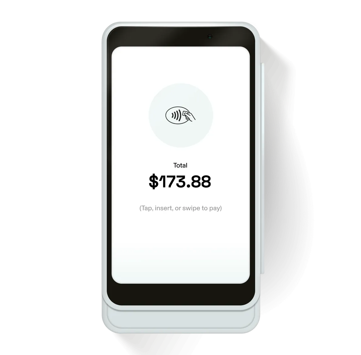 Image of the GlossGenius Pro Reader displaying a checkout total of $173.88