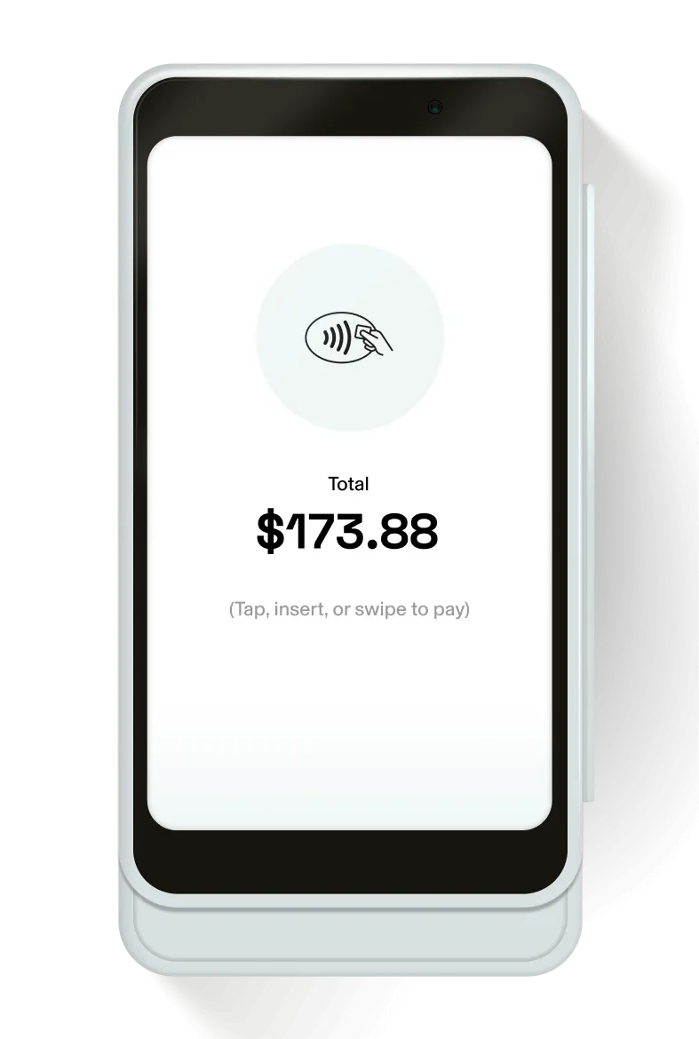 GlossGenius Pro Reader displaying a transaction total of $173.88