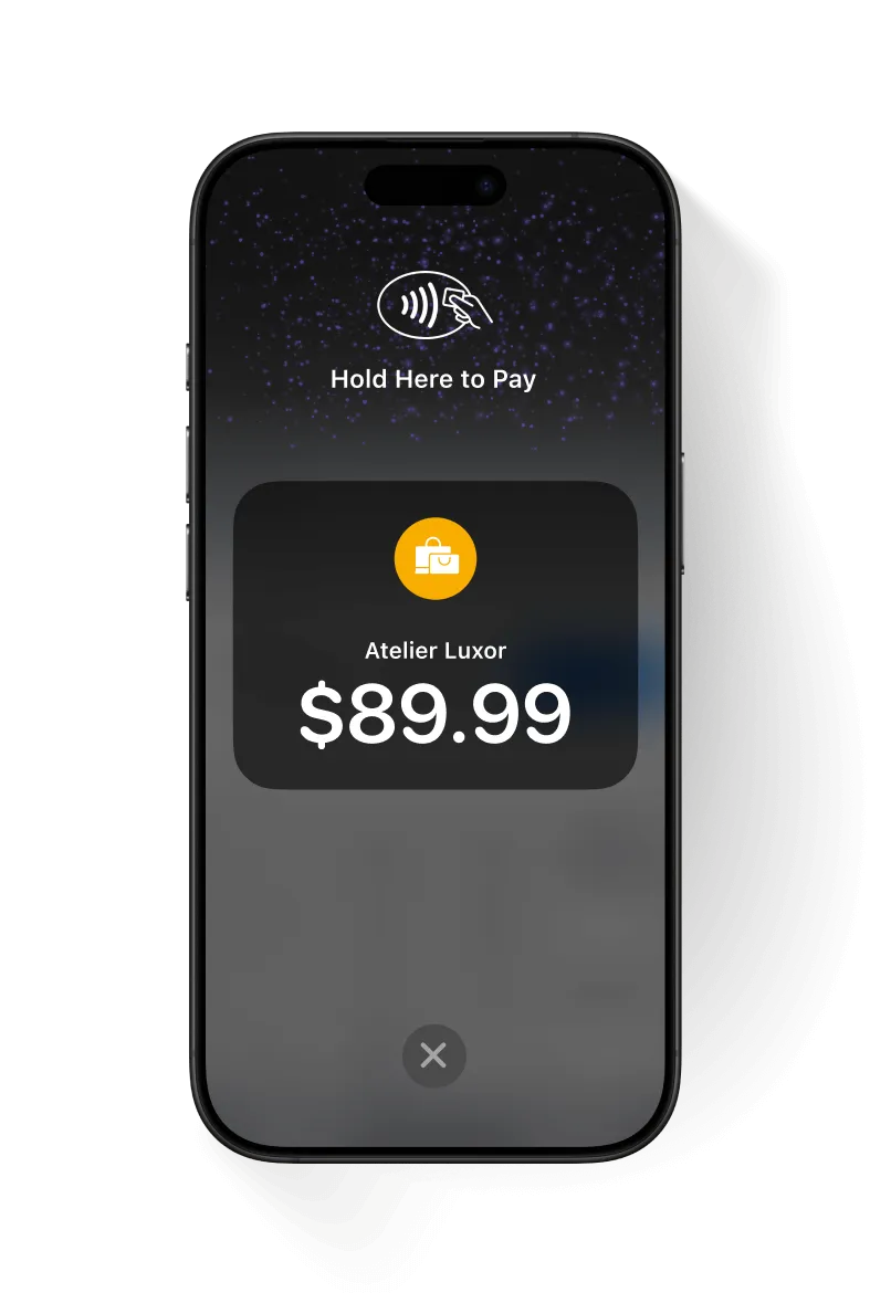 Mobile device displaying Tap to Pay total of $89.99