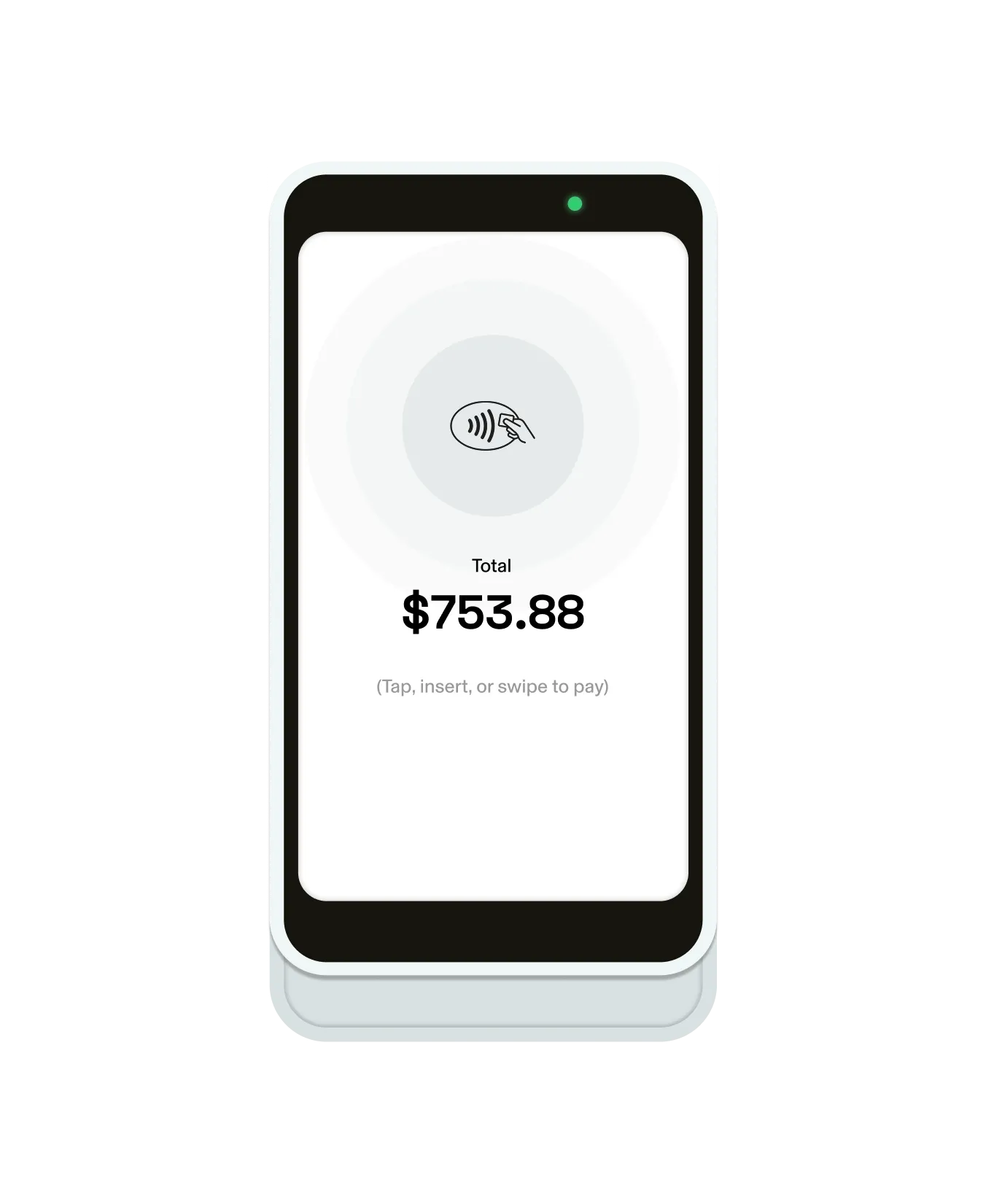 GlossGenius Pro Reader displaying a total of $753.88