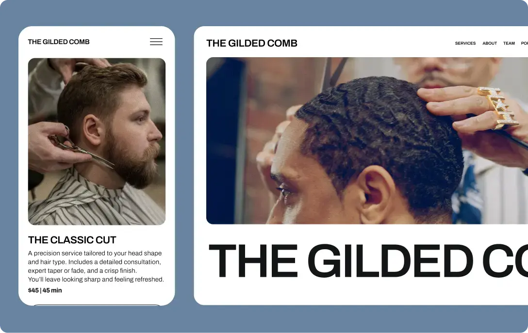 GlossGenius barber booking interface