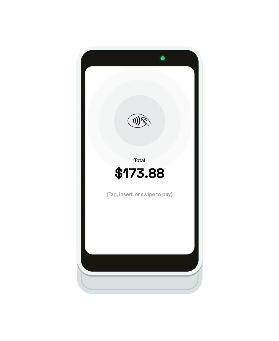 The GlossGenius Pro Reader, part of the GlossGenius pilates studio POS system, displaying a $173.88 checkout total.