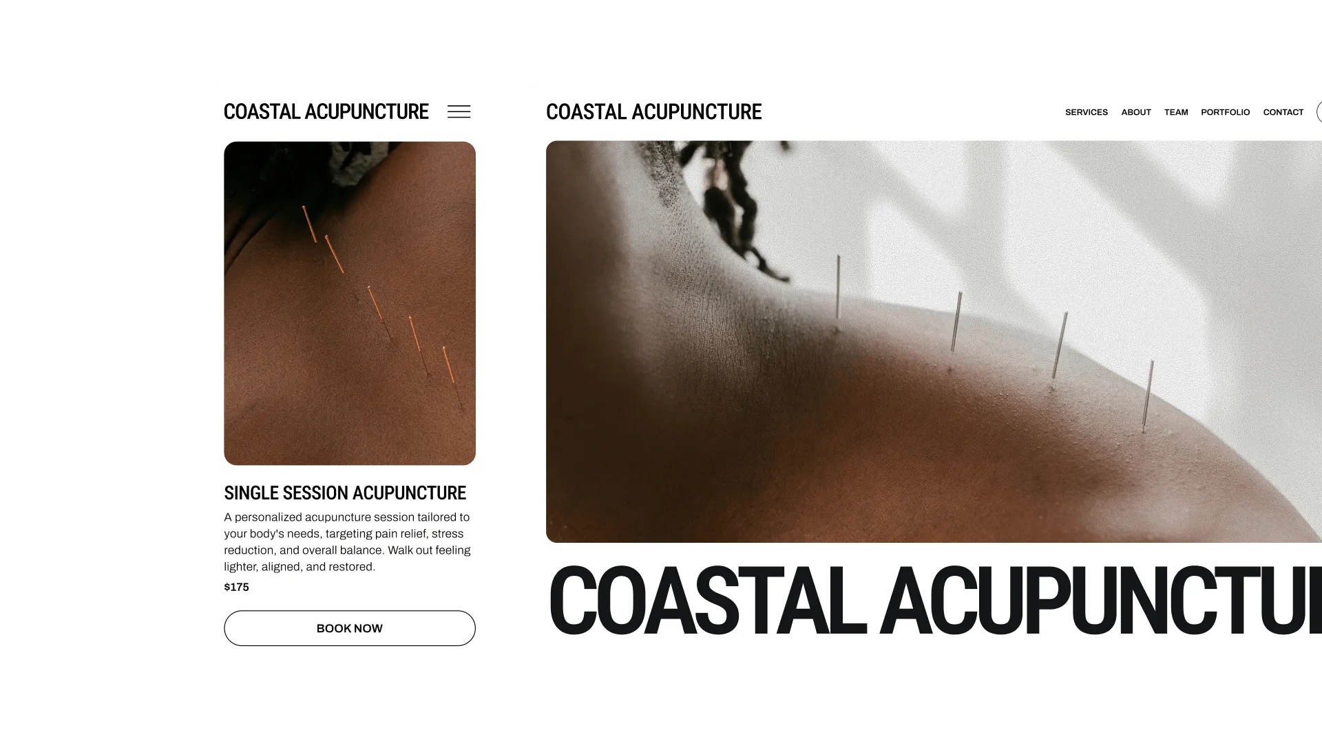Mobile booking site for Coastal Acupuncture displaying a "Book Cleanse Acupuncture" option, made with the GlossGenius acupuncture booking system.