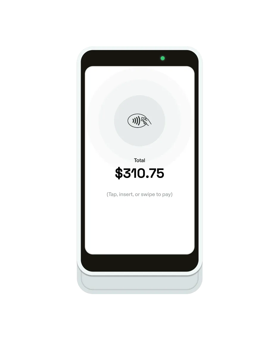 GlossGenius Pro Reader, the centerpiece of the GlossGenius medical weight loss POS, showing a $370.75 transaction.