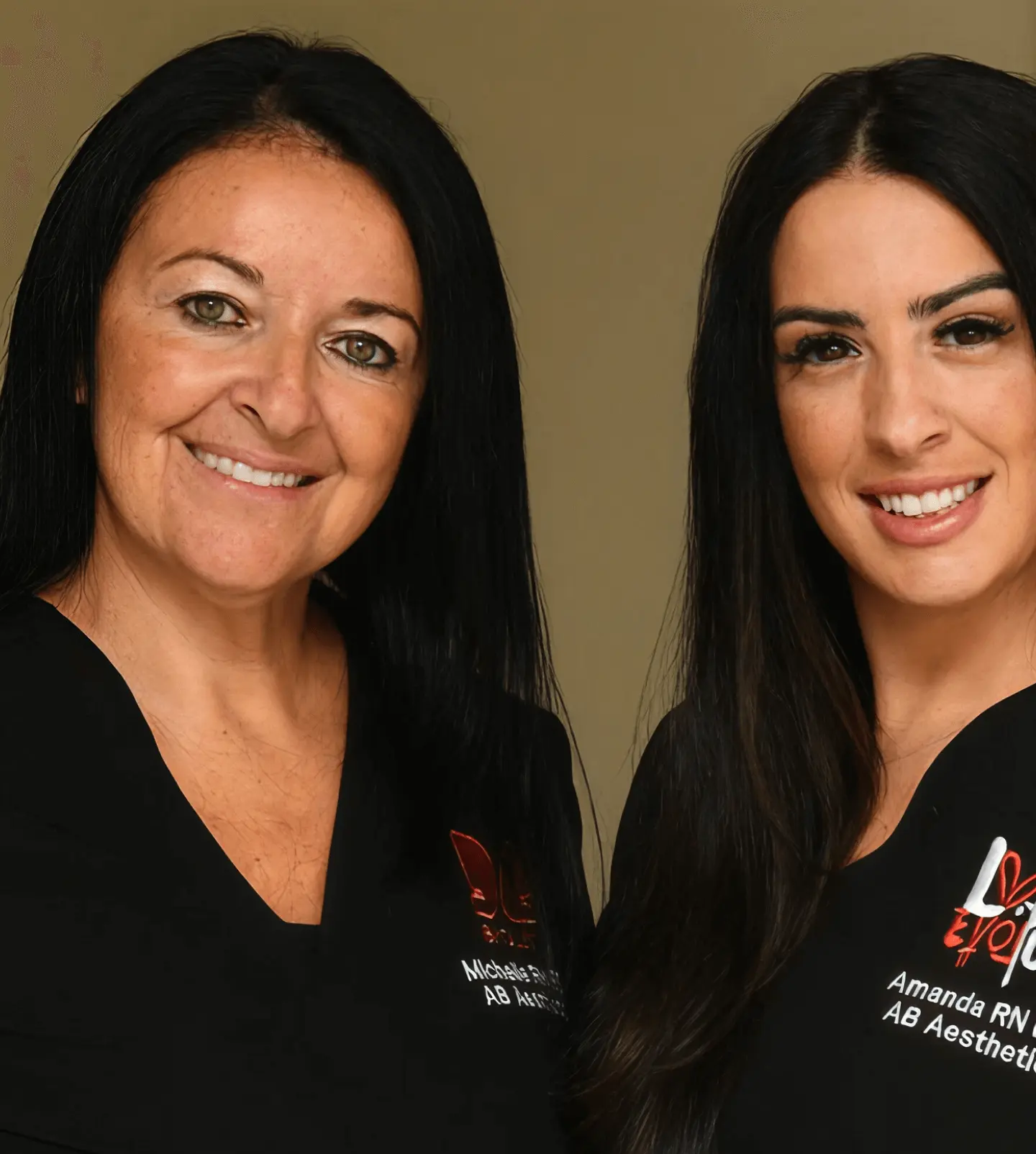 Up close portrait of RNs Michelle and Amanda from AB Aesthetics medspa