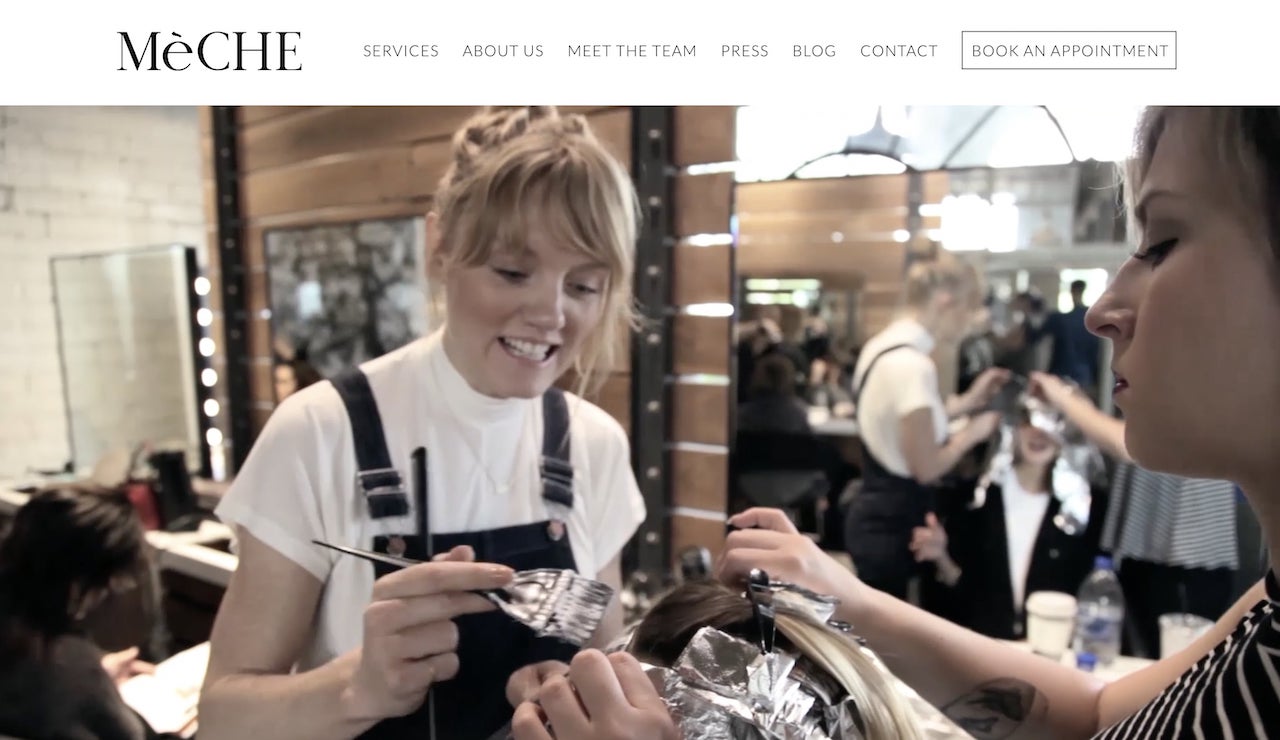 Meche Salon LA website design with blog and stylist profiles