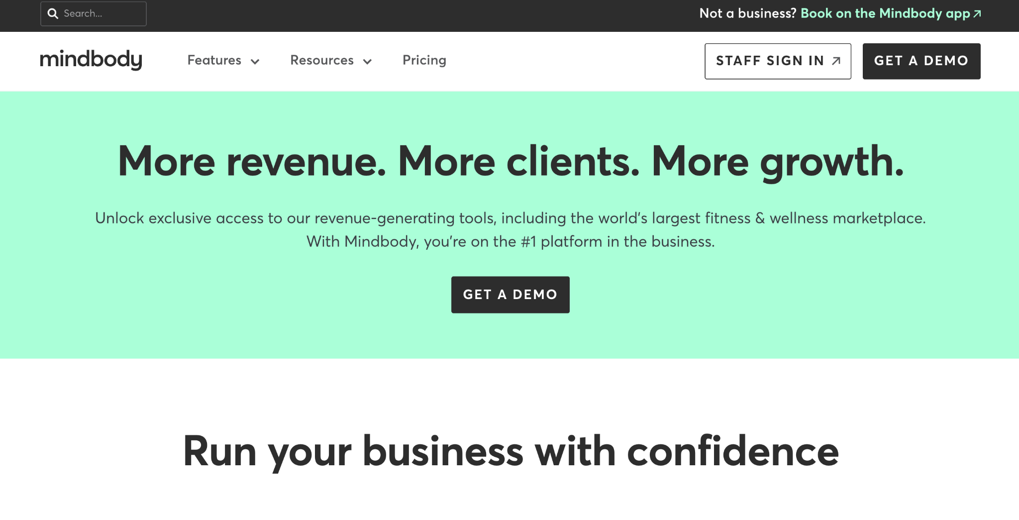 Mindbody spa booking software mobile app interface