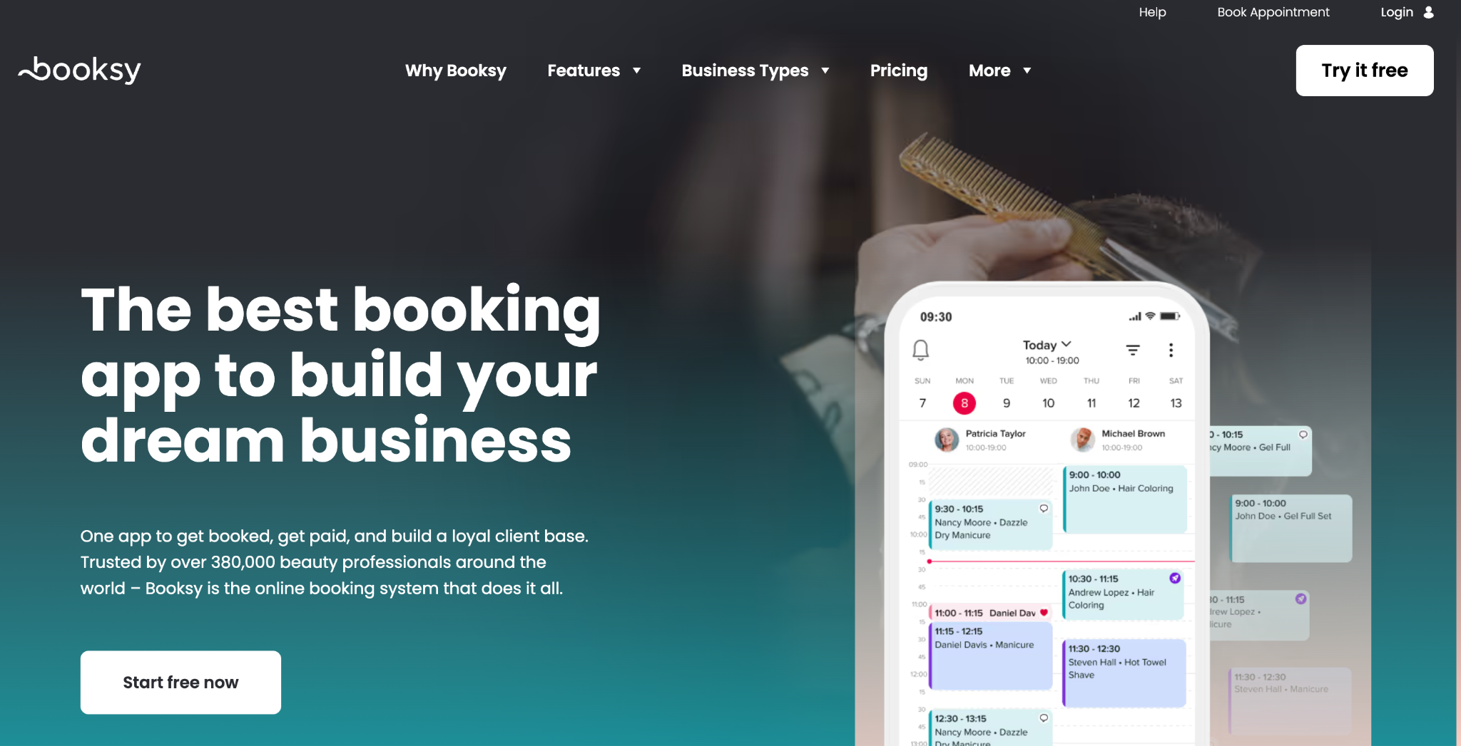 Booksy salon booking software portfolio and appointment interface