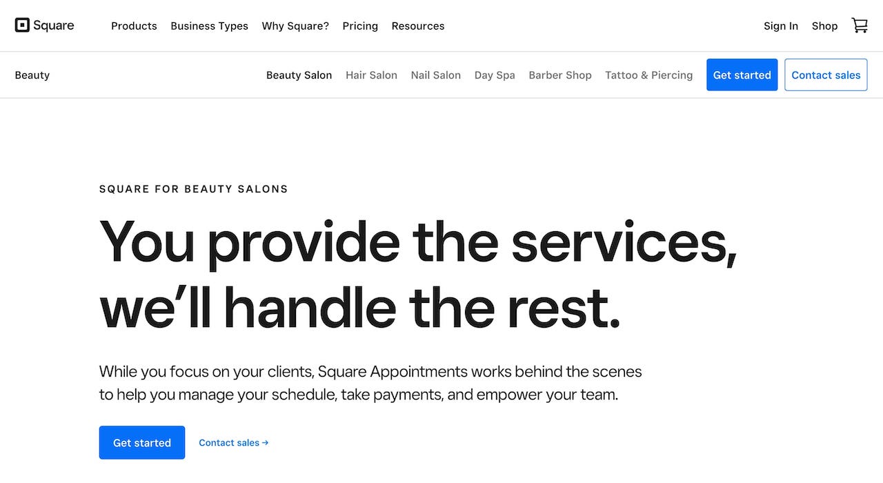 Square salon POS system with card reader hardware