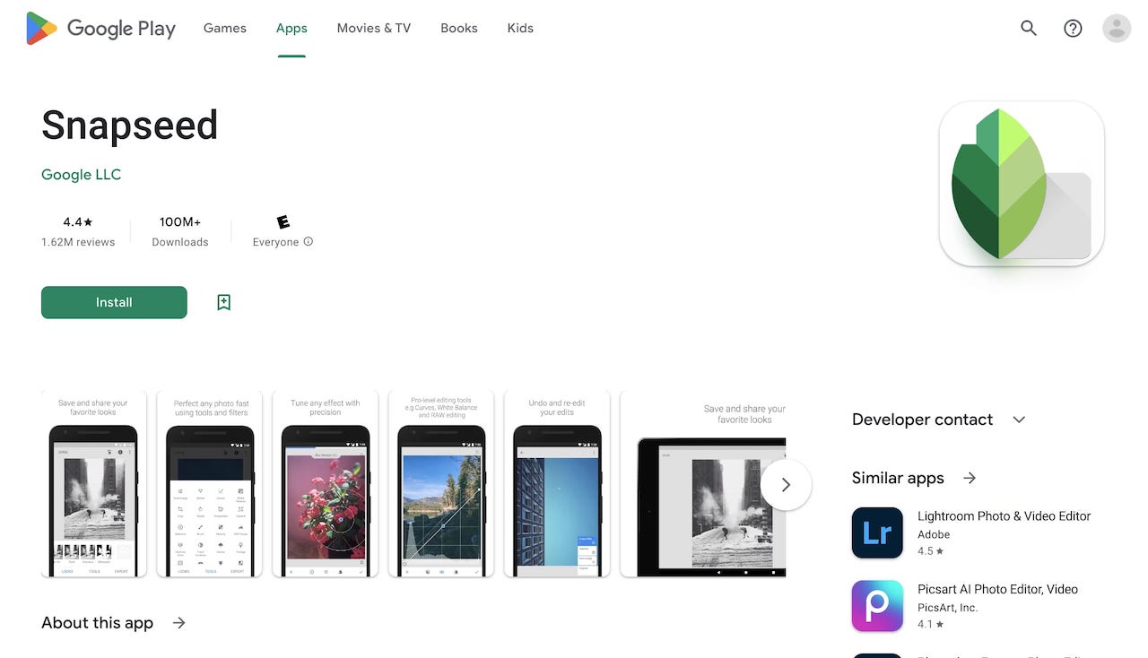 Snapseed photo editing app interface for hairstylists editing client hair transformation photos