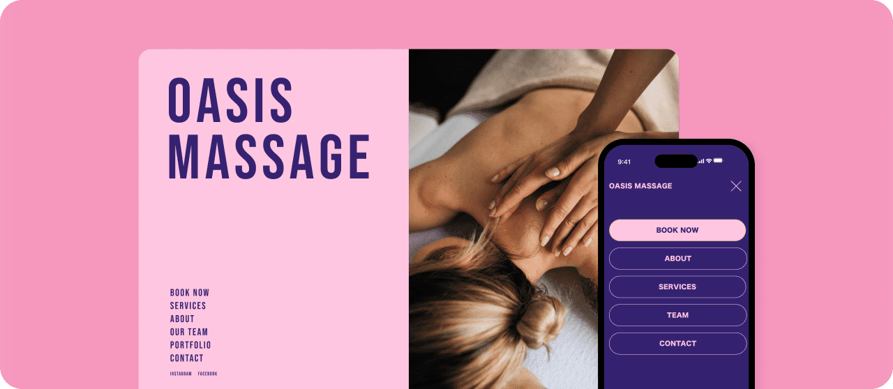 GlossGenius mobile app displaying online booking interface for massage therapy services