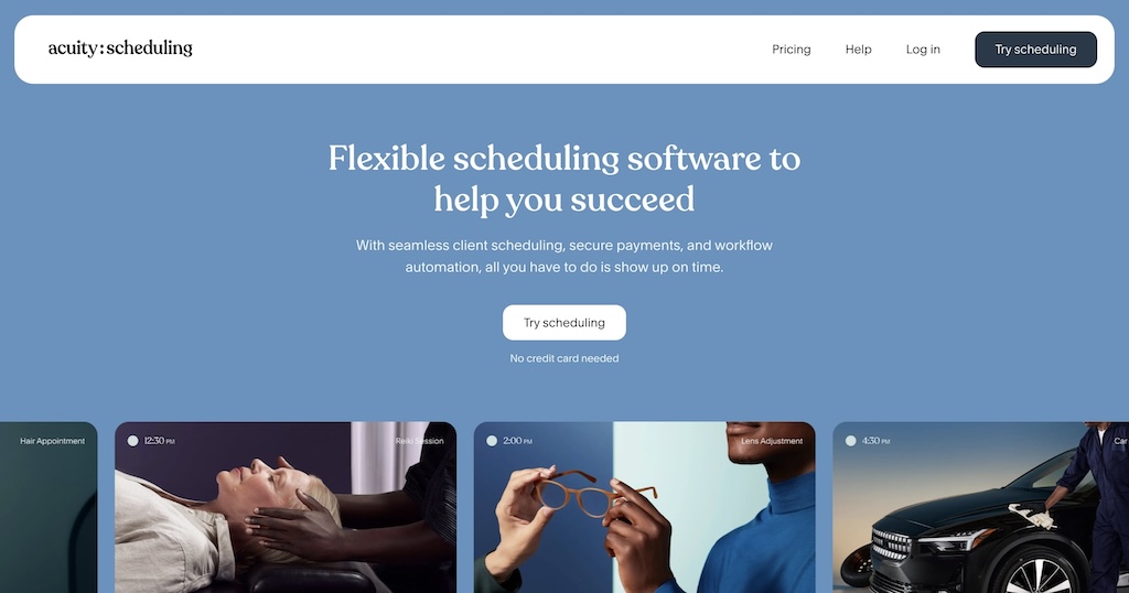 Acuity Scheduling appointment software with integrated payment processing for salons