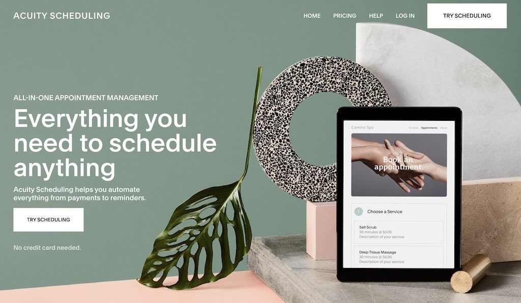 Acuity Scheduling appointment booking calendar interface