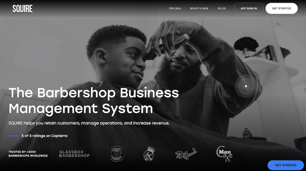 Squire barber appointment app showing scheduling features