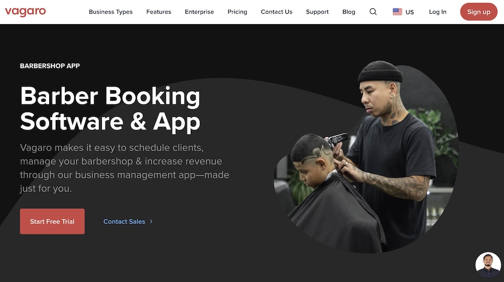 Vagaro barber software online booking and client management screen