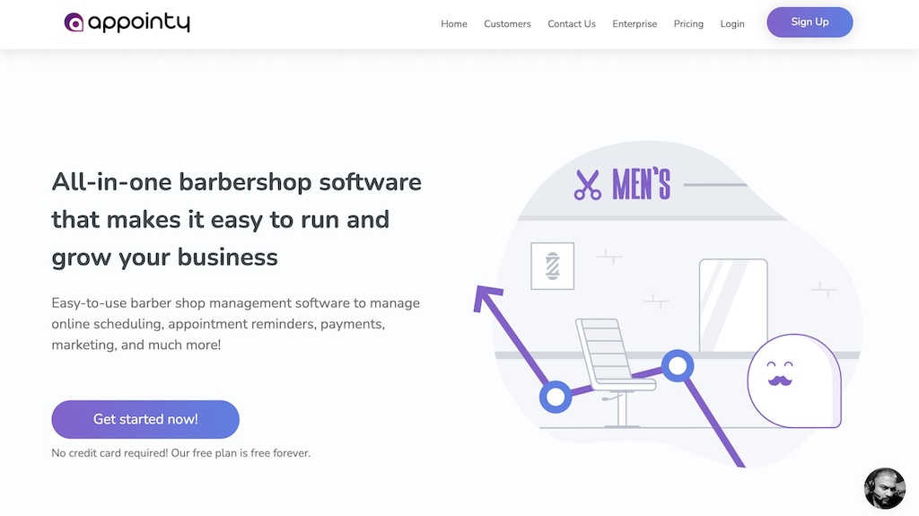 Appointy barbershop scheduling software booking interface