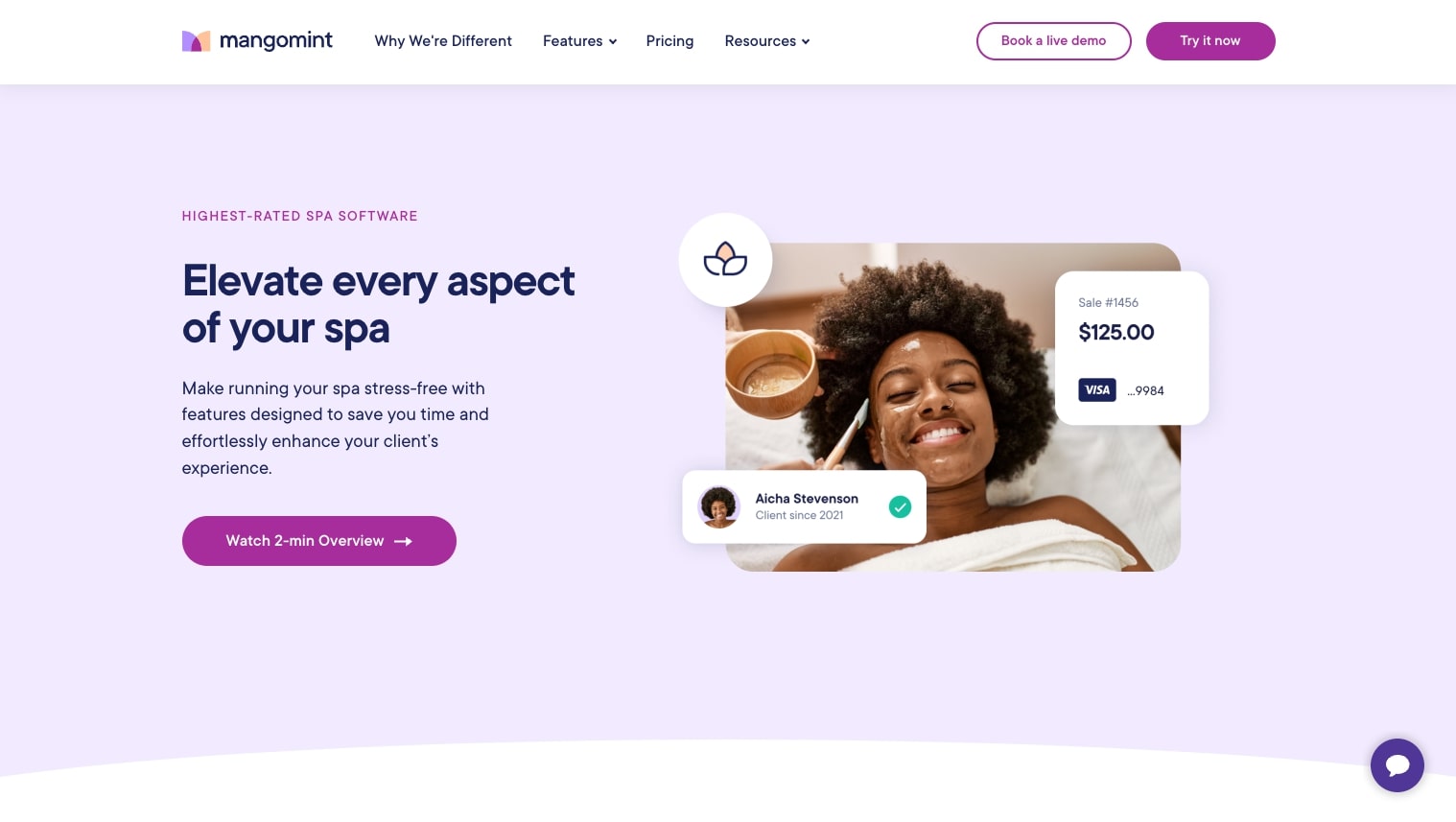 Mangomint spa management software interface with inventory and booking features