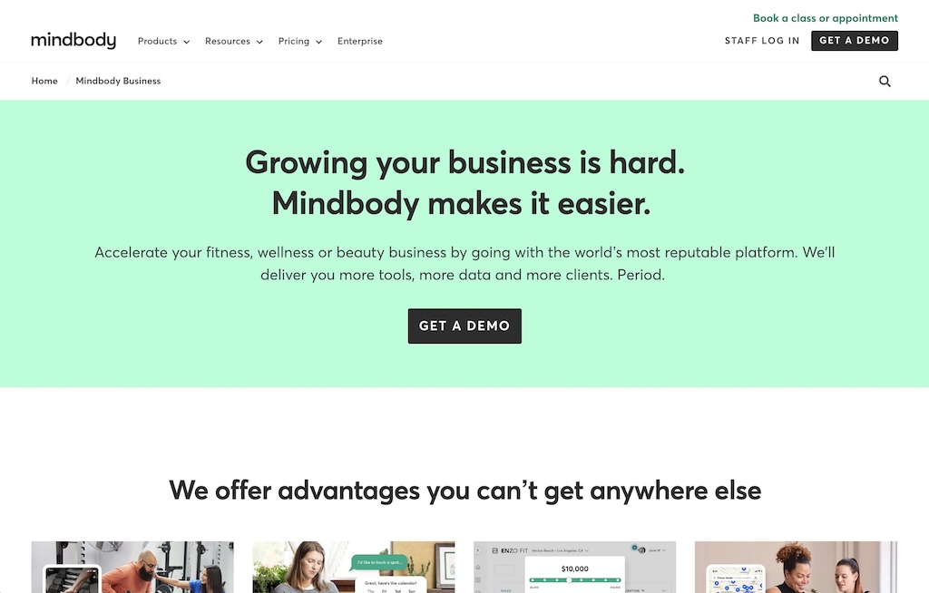 Mindbody salon and spa management platform dashboard