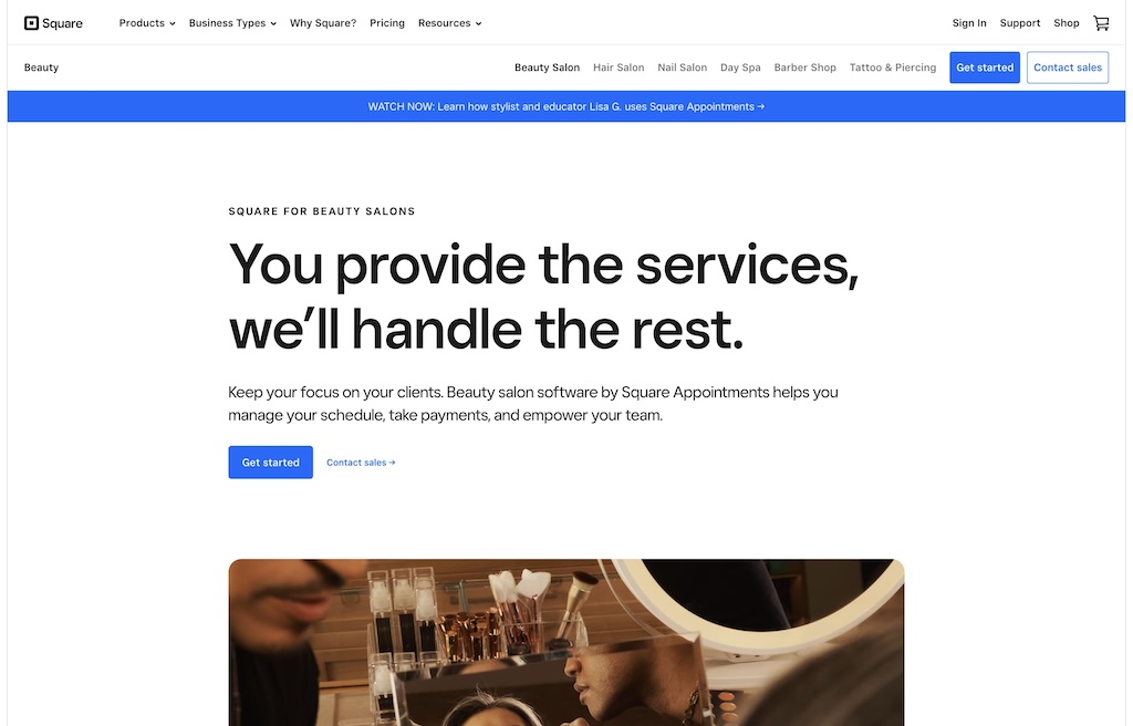 Square Appointments free salon booking software with integrated payments