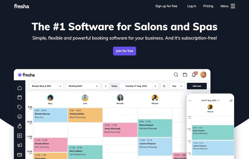 Fresha free salon booking software with marketplace integration