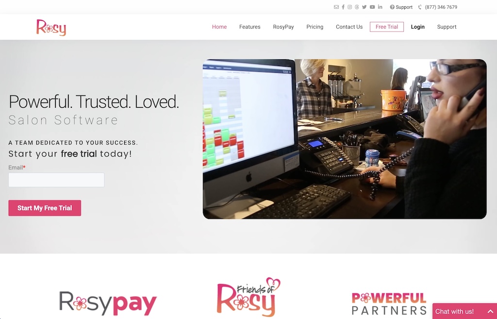 Rosy Salon Software booking calendar and inventory management screen
