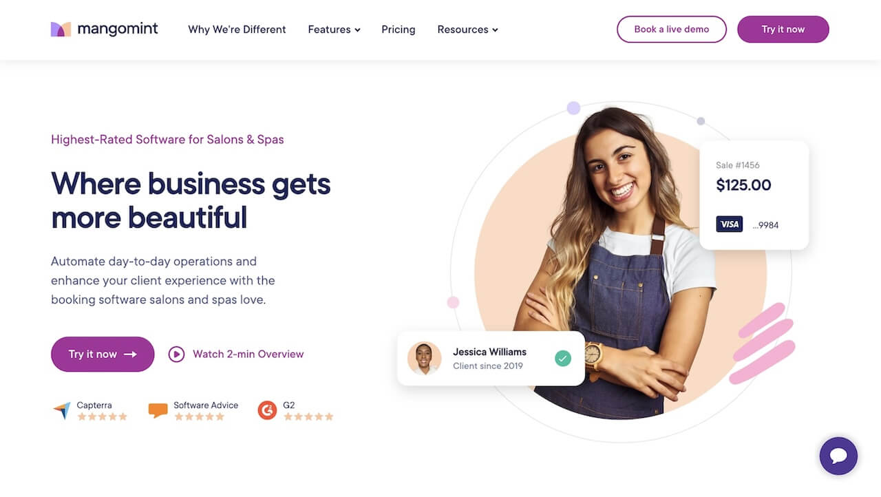 Mangomint booking software for beauty, wellness, and health businesses interface as a DaySmart alternative
