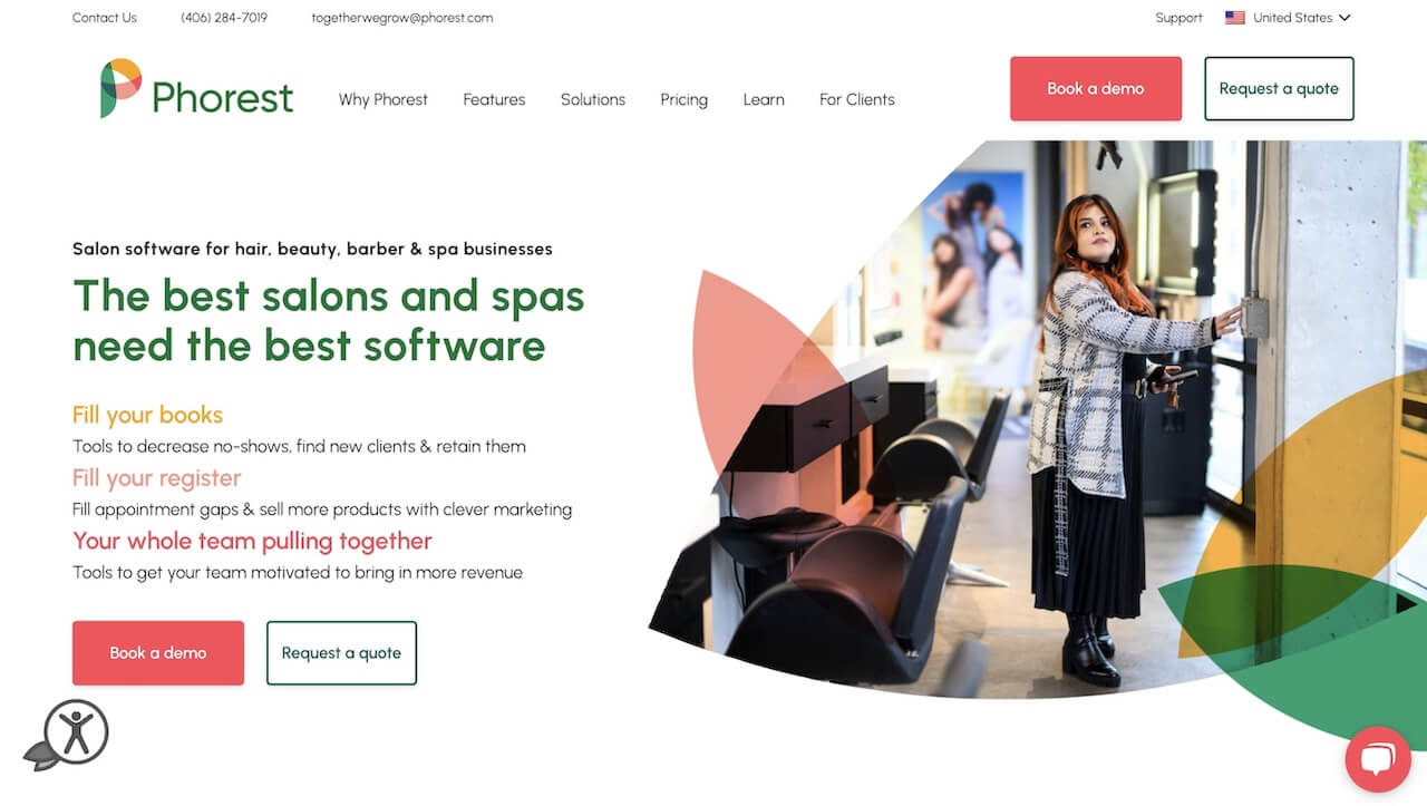 Phorest booking software for beauty, wellness, and health businesses client management dashboard