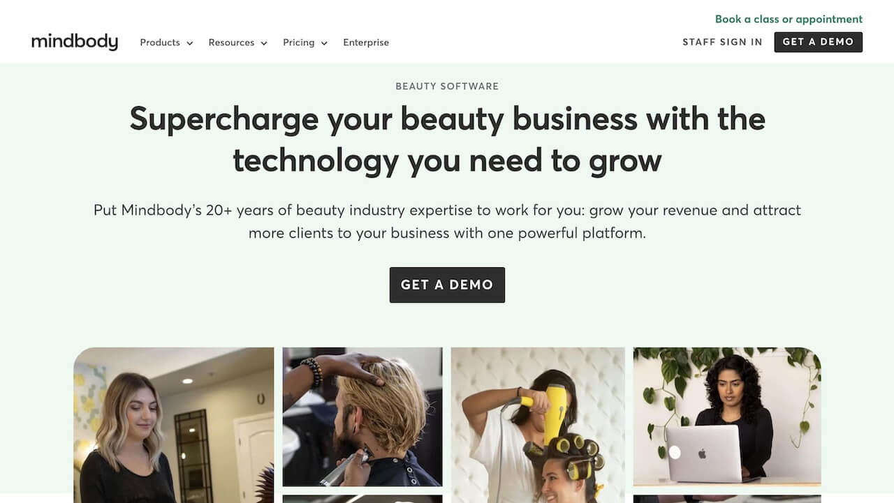 Mindbody booking software for beauty, wellness, and health businesses scheduling and booking interface